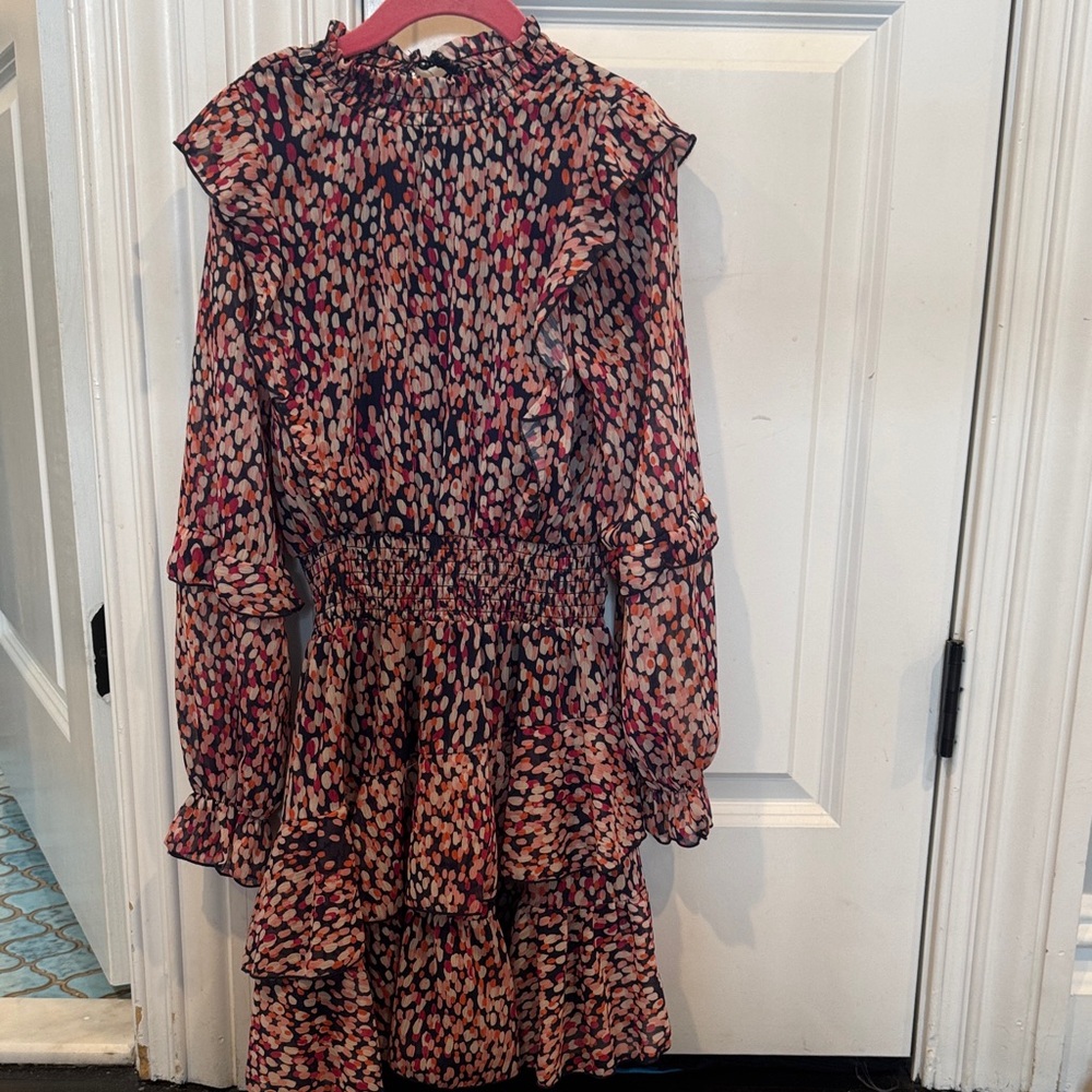 Aqua Pink and Black Patterned Kids Dress